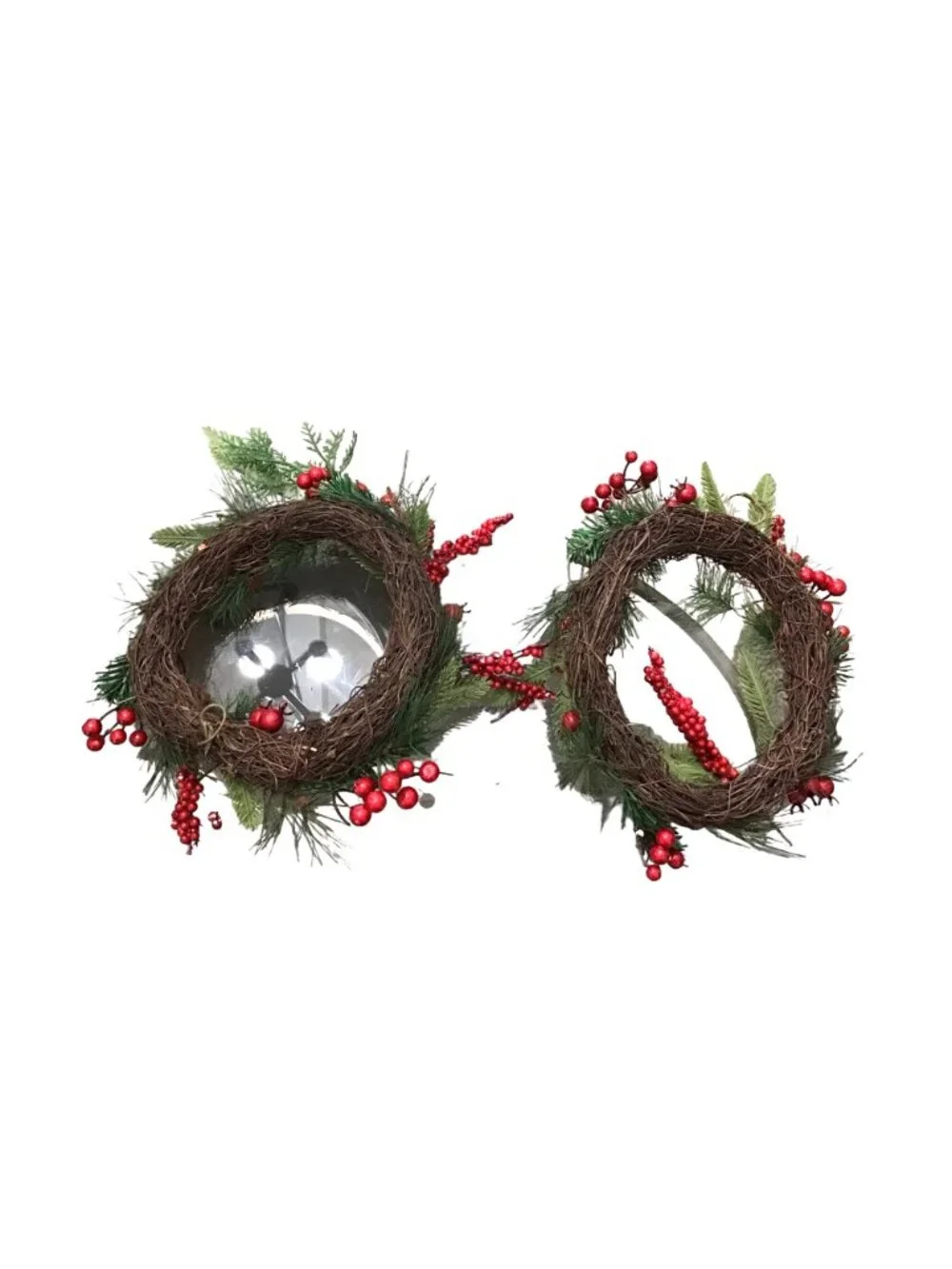 SET OF 2- 10 INCH DECORATIVE ARTIFICIAL MYRTLE CHRISTMAS WREATH